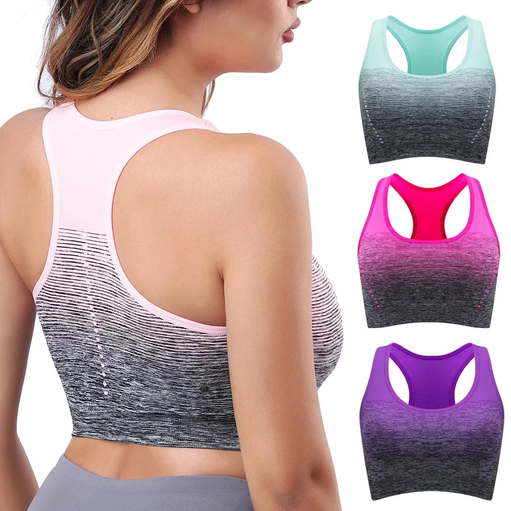 Women Sports Bra Shock-absorbing Bra Breathable Shock-proof Underwear Steel Ring Free Yoga Bra Running Vest Fitness Workout Tops GlowCart