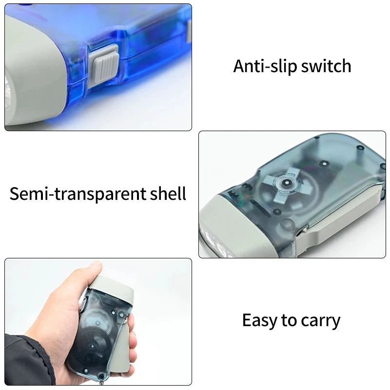 Outdoor Self-Powered Dynamo Flashlight Camping Hiking Hand GlowCart