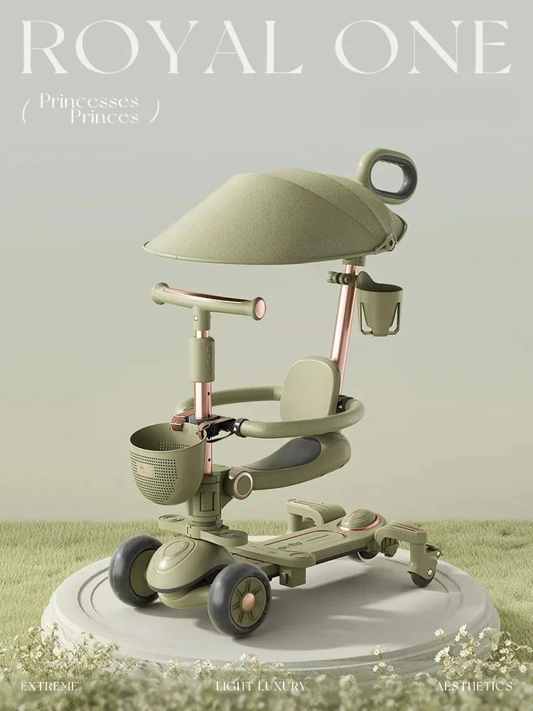 Multifunctional Baby Stroller 6in1 Adjustable Push Rod with Children's Scooter Portable Baby stroller with skateboard for kids GlowCart