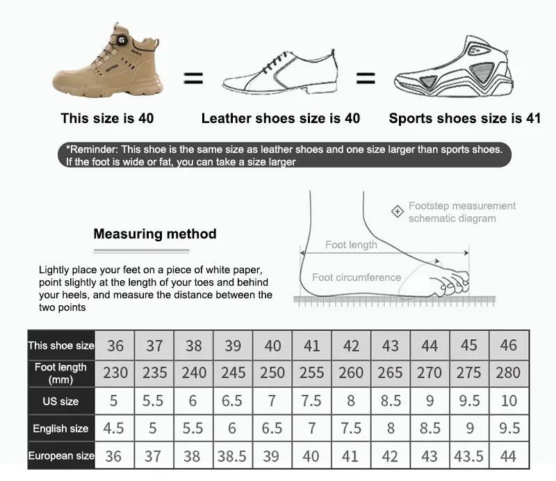 Men's Rotating Button Anti-Smash Anti-puncture Steel toe work Safety Shoes Men Work Boots Protective Women Sneakers Shoes GlowCart