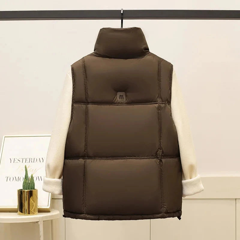 Cropped Puffer Vest Women Lightweight Quilted Bodywarmer GlowCart