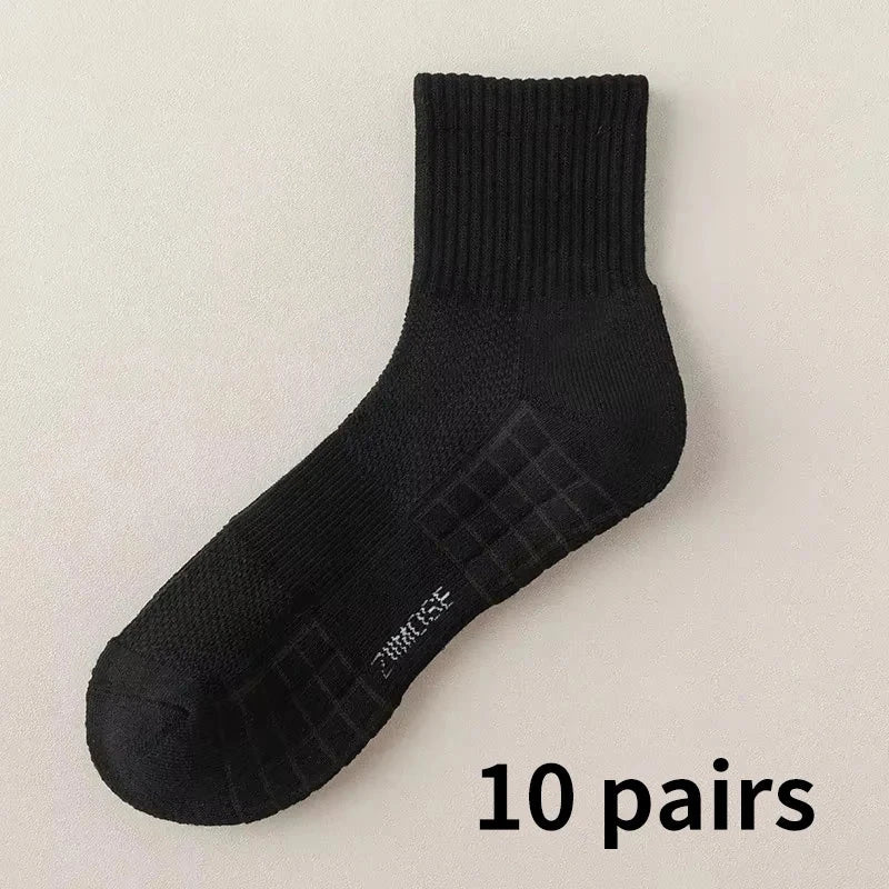 1pc 4pcs 5pcs 10pcs Socks Men's Cotton Spring Towel Bottom with Velvet Mid-tube White Stockings Thickened Sports Basketball Sock GlowCart