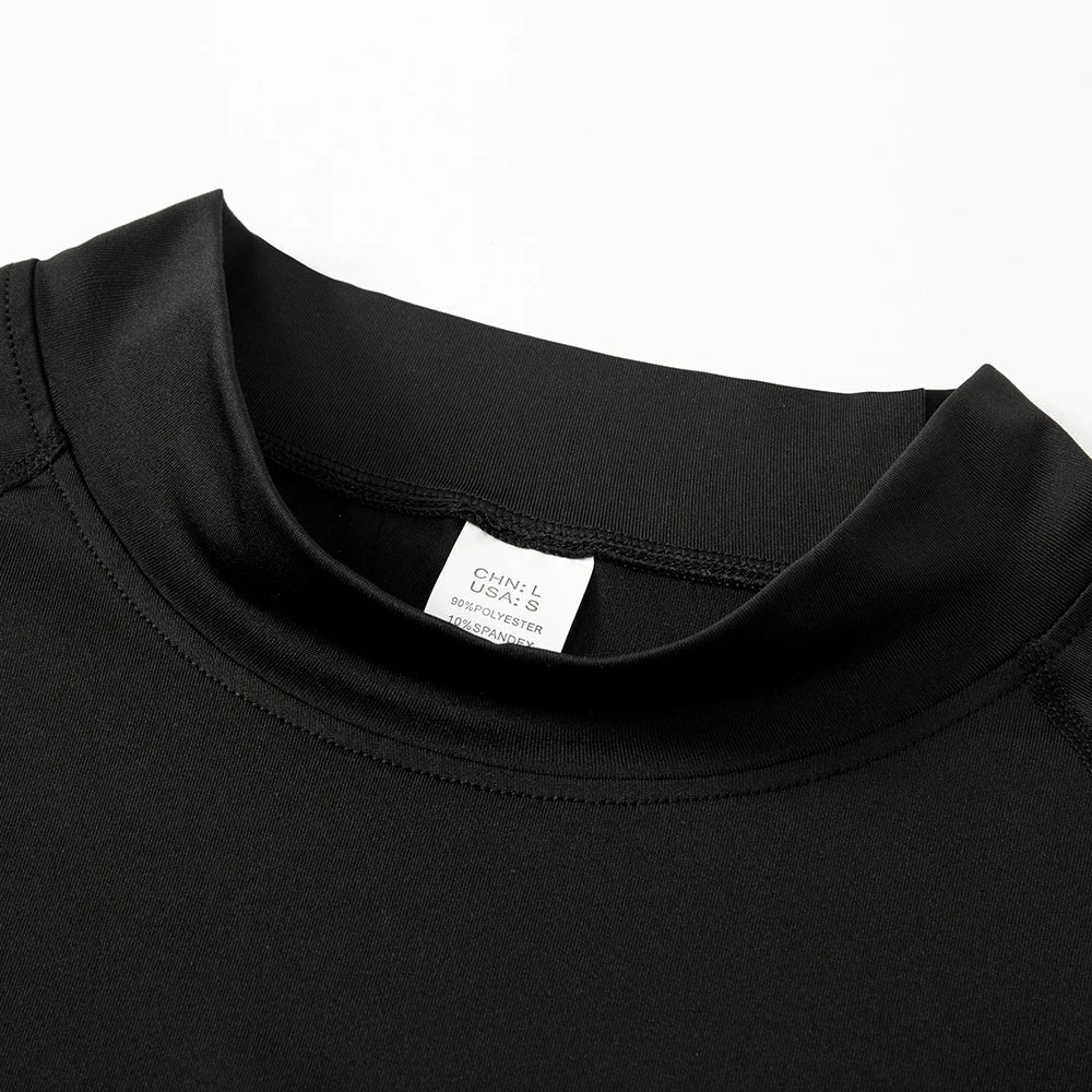 Men's High neck Long Sleeve Compression Shirts Cool Dry Sun Protection Sports Tights Undershirts Running Gym Tops GlowCart