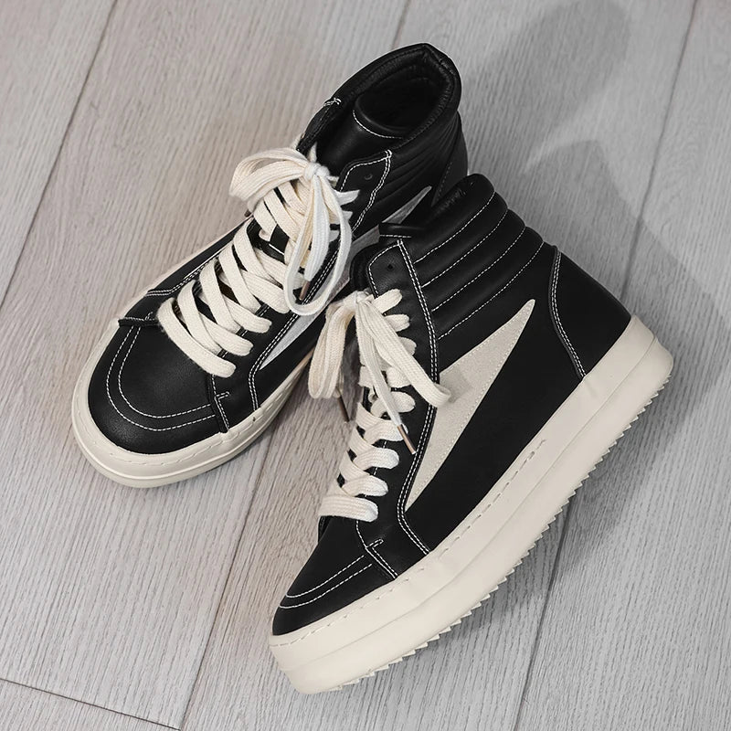 Handmade Leather Men's Ankle Boots High Top Casual Shoes Outdoor Design Motorcycle Boots Versatile Boats Man Leisure Walk Shoes GlowCart