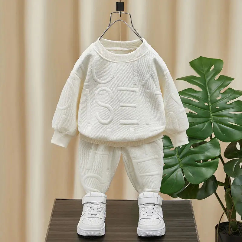 Boys 2Pcs Tracksuit Baby Girls Kids Casual Clothing Sets Baby Kids Sports Unisex Letter Pants Outfits 1-7 Ys Children Sweatshirt GlowCart