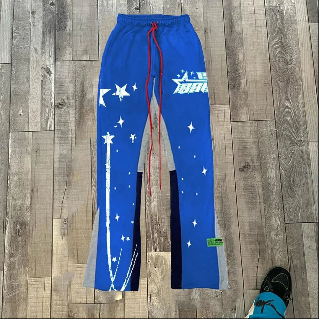 Y2k Flared Pants Men Loose 3D Print Trousers Casual GlowCart