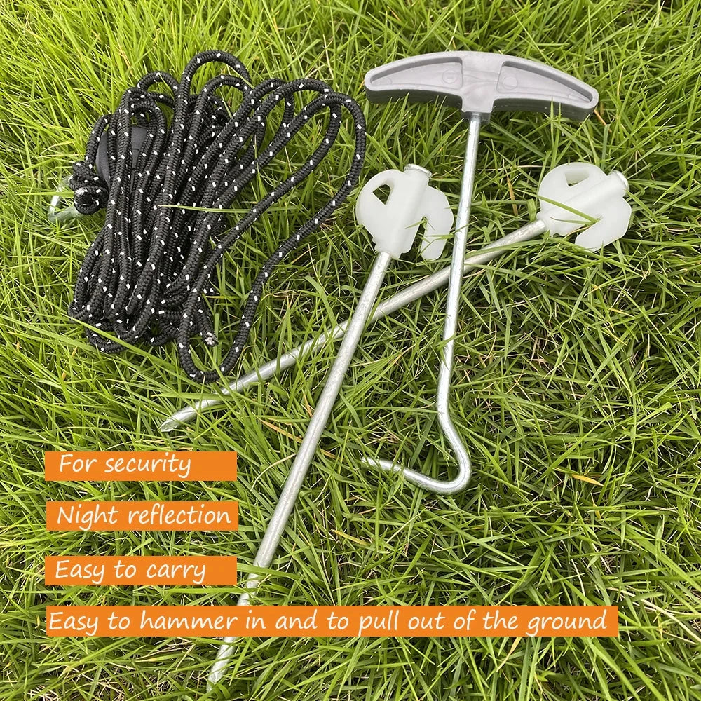 10Pcs 20cm Night Reflection Tent Stakes and 1 Nail Puller GlowCart