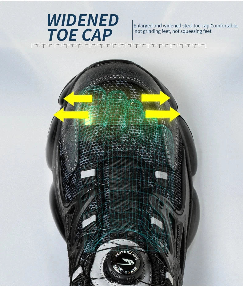 Rotating Button Safety Shoes Men Steel Toe Sneaker Air GlowCart