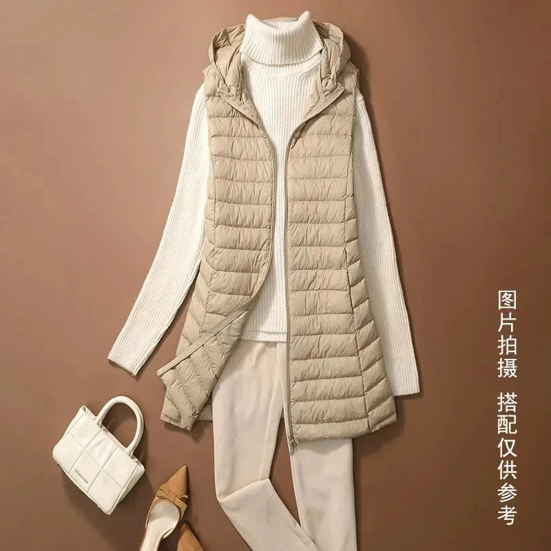 Women's Autumn/Winter X-long Hooded Sleeveless Jackets 2023 GlowCart