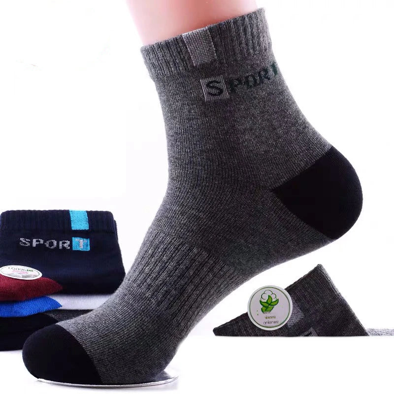 5pairs Men's Fashion Sports Socks, Striped Cotton Sweat Absorption Breathable Comfortable Ankle Socks GlowCart