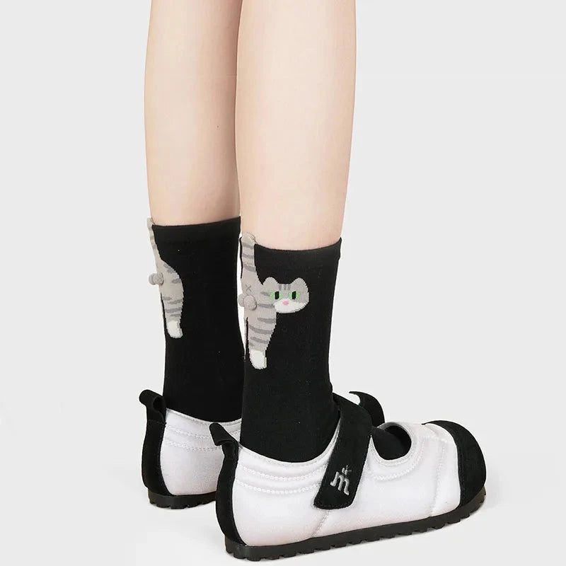 Gift for cat lovers: cartoon cat ladies cotton socks GlowCart