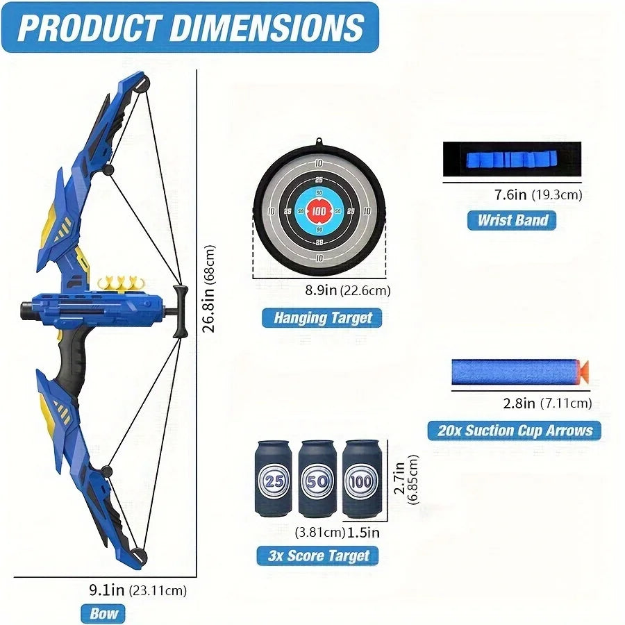 Kids Soft Dart Archery Toy Set with LED Lights,Indoor Outdoor Sports Gift for Boys and Girls,Halloween/Christmas/Thanksgiving GlowCart