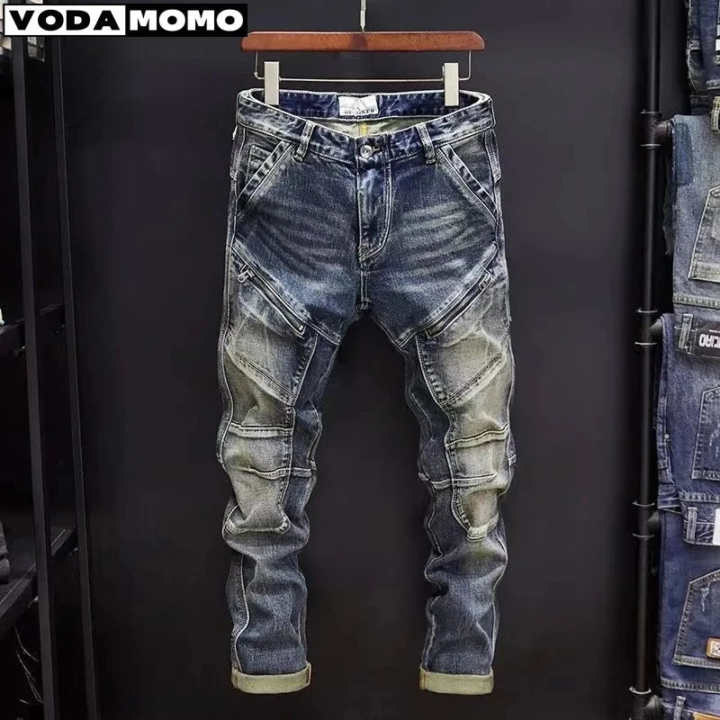 Spring and Autumn New Fashion Trend Retro Solid Color Elastic Small Legs Men's Casual Relaxed Comfortable Breathable Jeans GlowCart