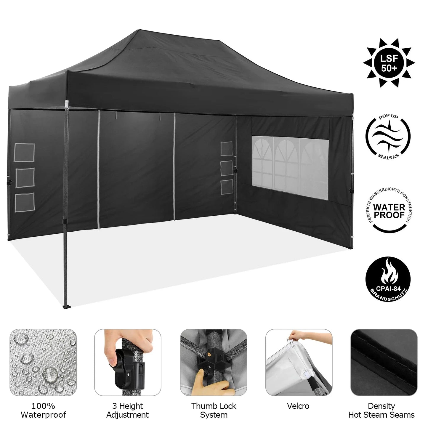 10x15 Heavy Duty Pop up Canopy Tent with 4 sidewalls GlowCart