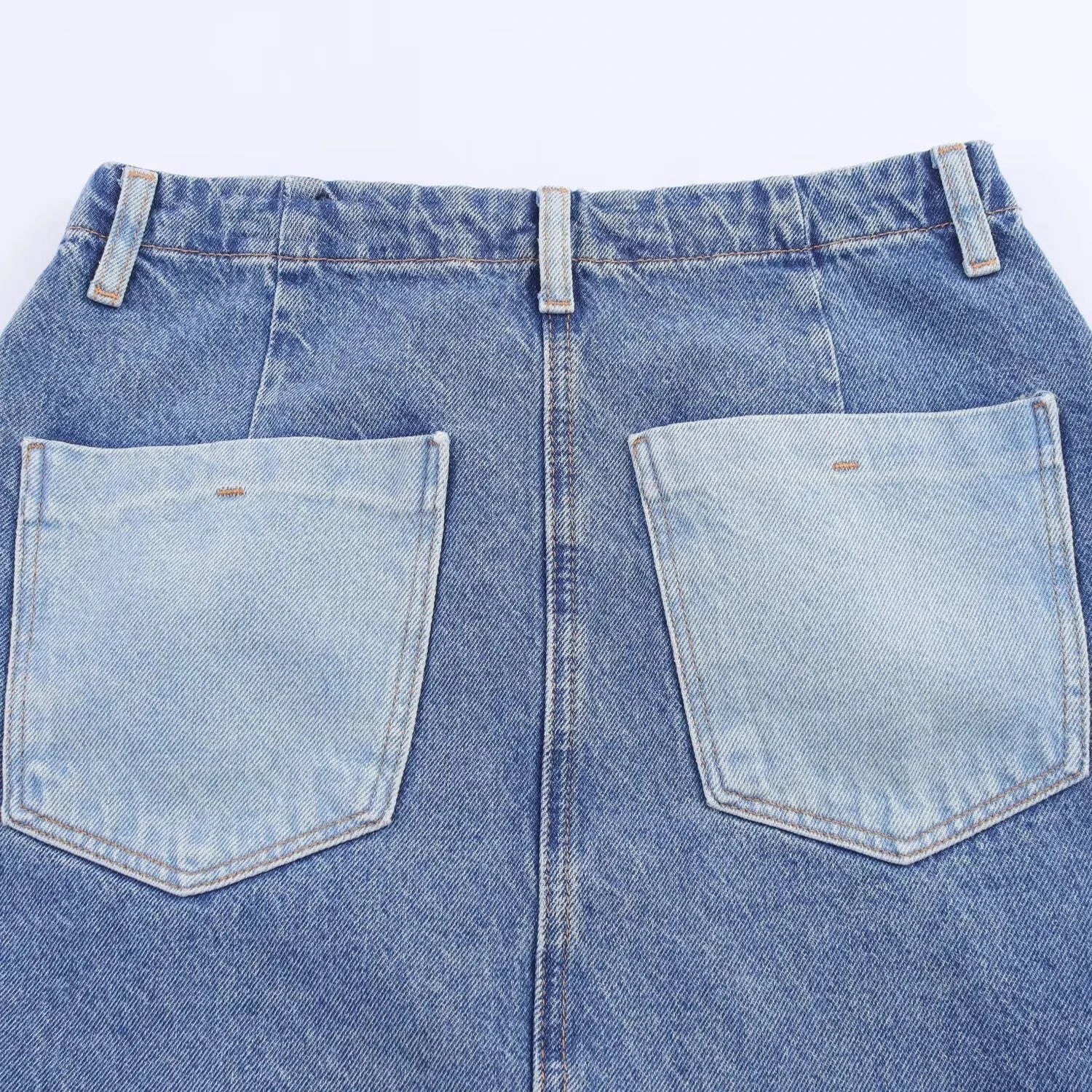 RARA2025 autumn new women's casual fashion simple versatile slim stitching medium-length high-waist denim skirt GlowCart