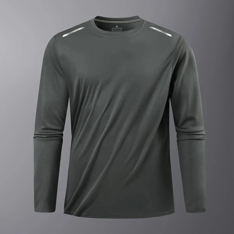 Reflective Sport Gym T Shirt Men Quick Dry Running Bodybuilding Shirts Men Long Sleeve Fitness Pullover Top Spring Autumn GlowCart