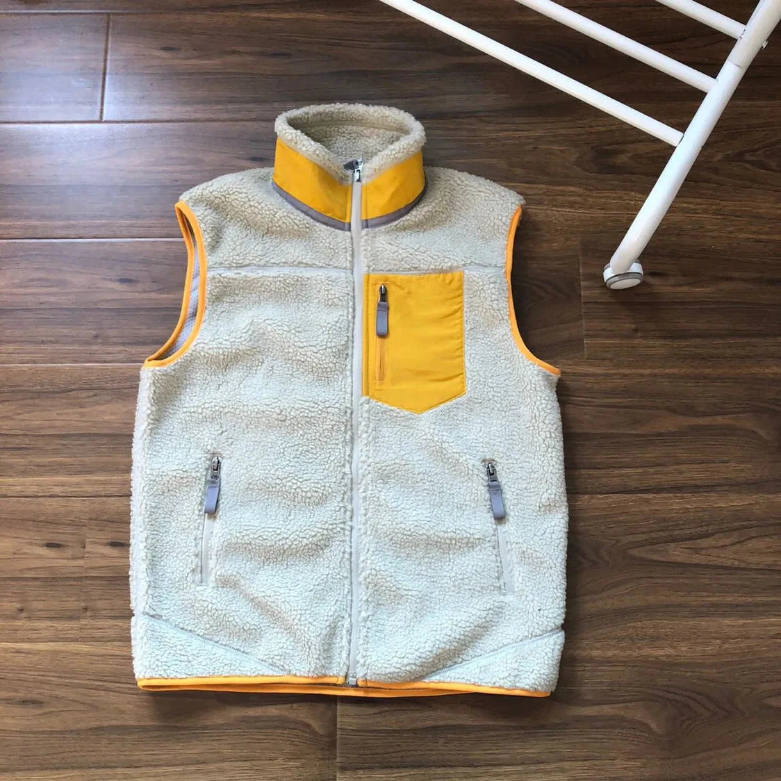 Retro Fleece Jacket Stand Up Warm Lambskin Vest Sleeveless GlowCart