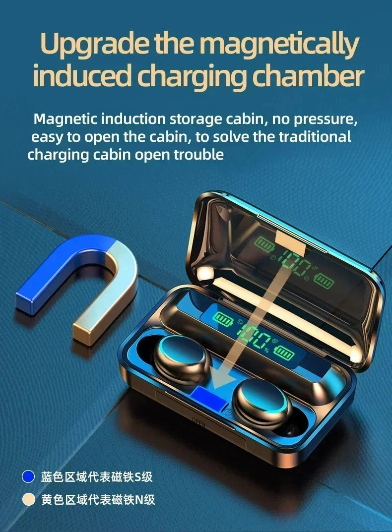 TWS F9-5 Earphone Bluetooth 5.3 Wireless Headphones Hifi GlowCart