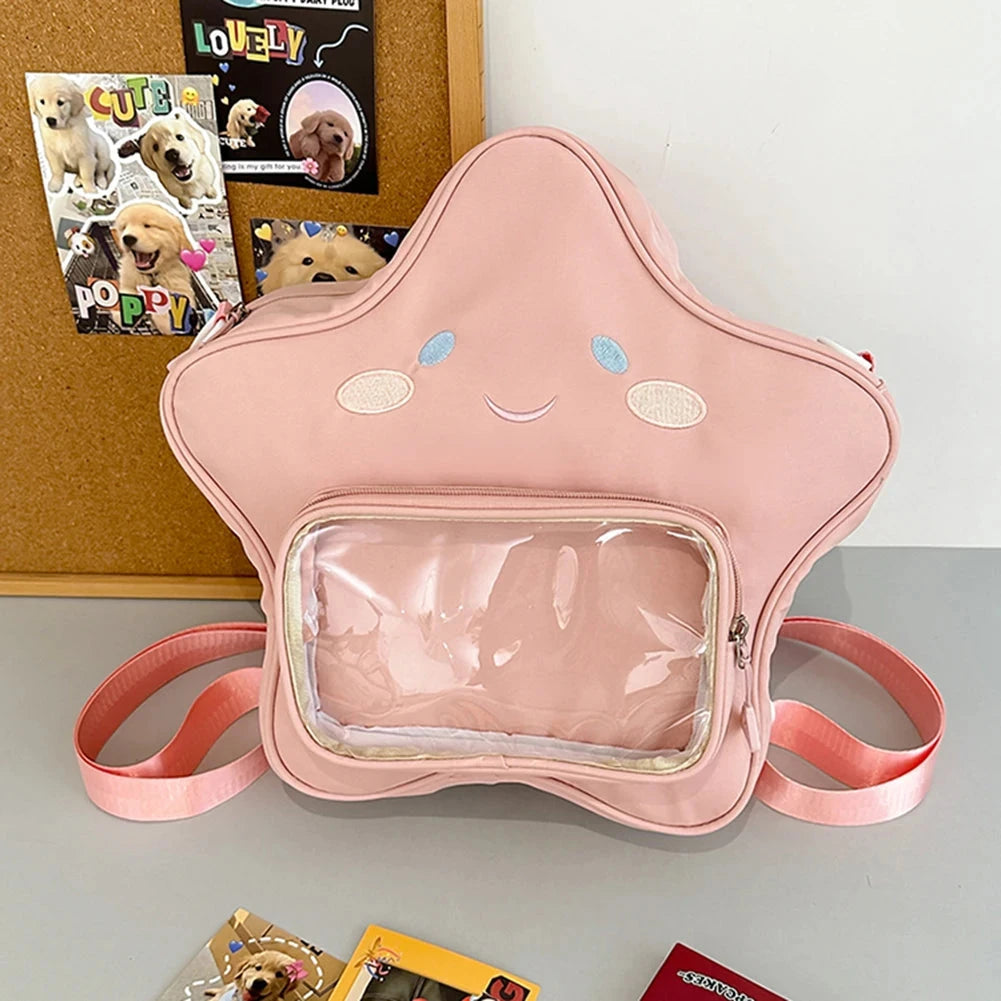 Star Backpack for Women with Clear Pocket Kawaii Daypack GlowCart