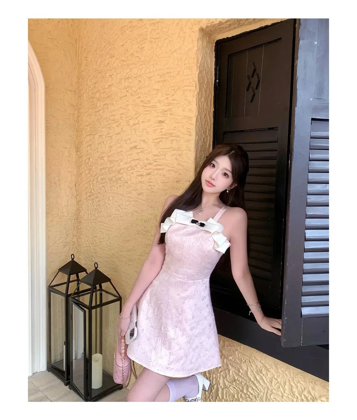 Kimotimo Sweet Jacquard Halter Birthday Dress Women Summer GlowCart