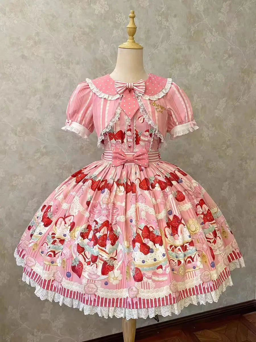 MAGOGO Victorian Sweet Lolita Jsk Dress Cute Striped GlowCart