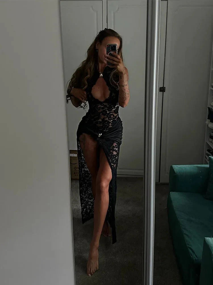 Lace Dresses For Women Fashion Sexy Elegant Solid Sleeveless GlowCart