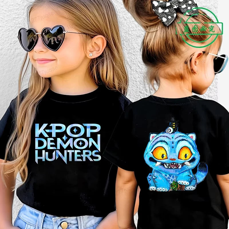KPop Demon Hunters Saja Boys Kids Clothing Summer Cartoon Derpy Tiger Clothes Fashion Boys T-shirt Cotton Children's T Shirts GlowCart
