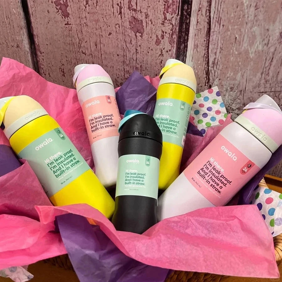 Owala Insulated Stainless Steel Water Bottle with Straw, GlowCart