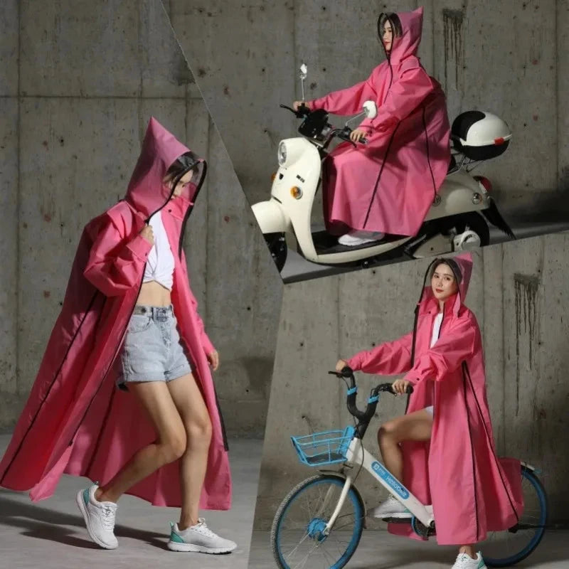 2023  Raincoat Women/Men Zipper Hooded Poncho Motorcycle GlowCart