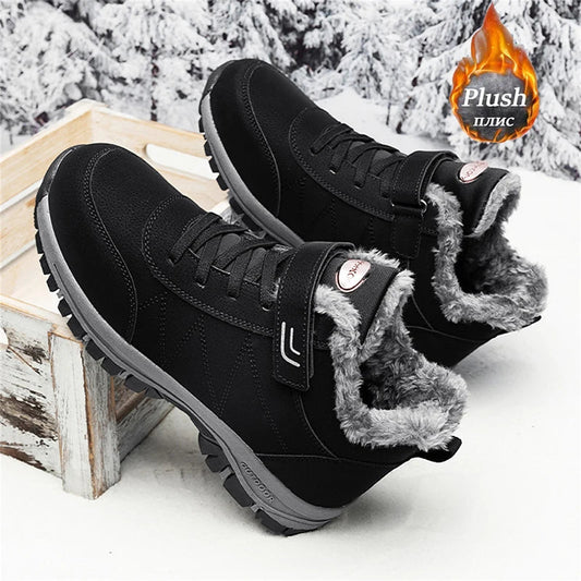 Men's women's outdoor hiking boots, thick-soled snow boots, fleece-lined warm men's boots, winter short boots GlowCart