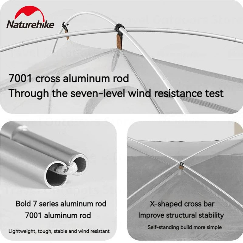 Naturehike UPF50+ Camping Ultralight Tent 2-3 People Three GlowCart