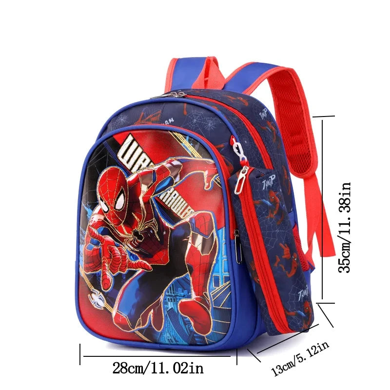 Disney Spiderman Unisex Backpacks Large Capacity Gilding Print Schoolbag For Children's Gifts With Pen Case GlowCart