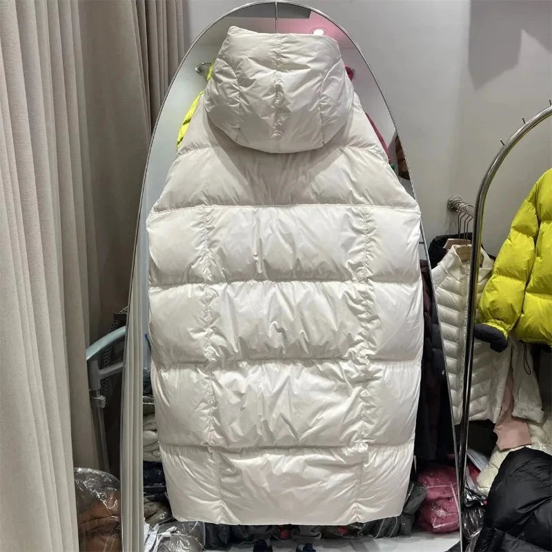 New Winter Hooded Over The Knee Puffer Coat Women Thicken GlowCart