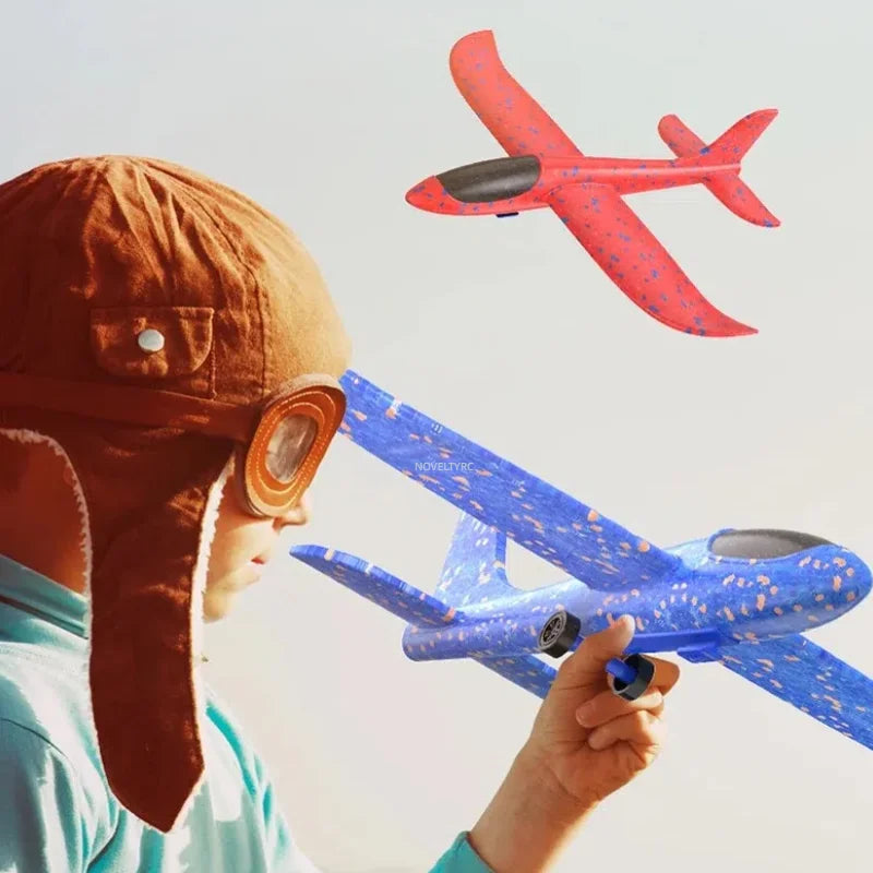 Outdoor Games Kids Glider Flight Flying Throw Foam Plane Shooting Gun, Catapult Plane Launcher Toy for Kids, Shooting Toy GlowCart