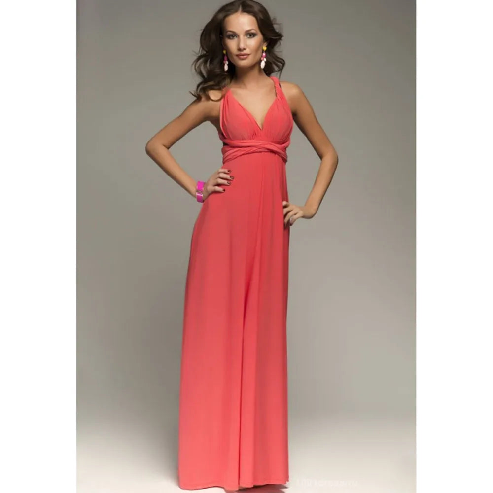 Sexy Women Multiway Wrap Convertible Boho Maxi Club Red