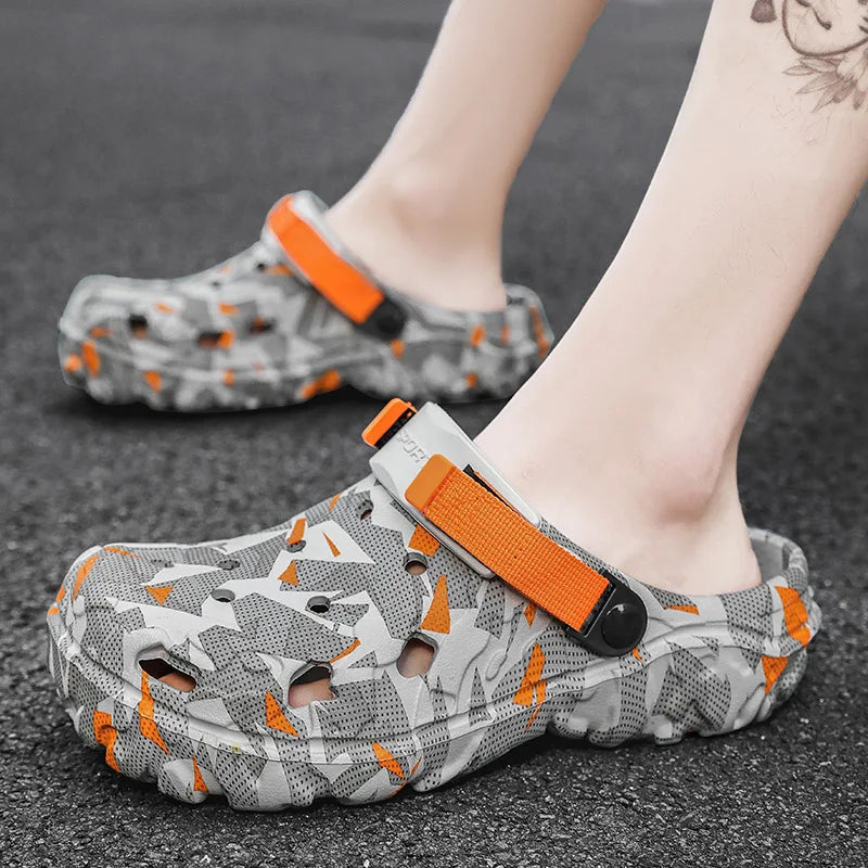 Shoes Men's Clogs Slippers Sandals 46 47 Male Garden Shoes Flat Camouflage Sandals Male Big Size Outdoor Flip Flops Home Clogs GlowCart