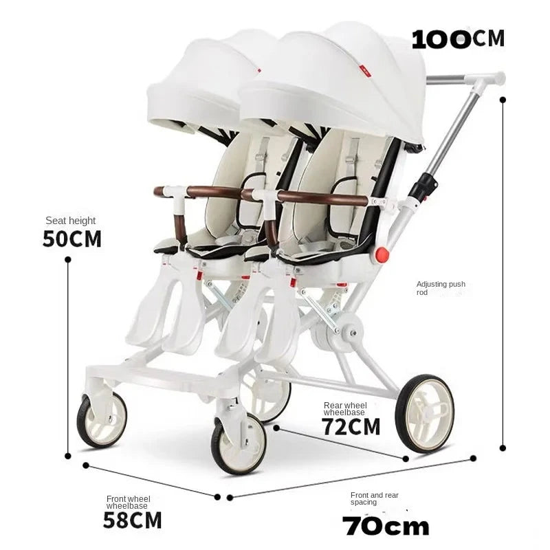 Baby Stroller Twins Slipping Baby God Infant Double Can Lie Flat and Sit Lightweight Carrying Folding Two-way Baby Pushchair GlowCart