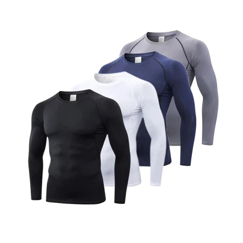 Compression Tops Gym T Shirt Men Fitness Tight Rashgad Bodybuilding Sports T-Shirt Quick Dry Running Long Sleeve GlowCart