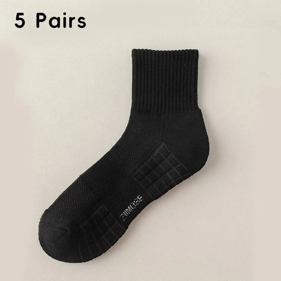 1pc 4pcs 5pcs 10pcs Socks Men's Cotton Spring Towel Bottom with Velvet Mid-tube White Stockings Thickened Sports Basketball Sock GlowCart