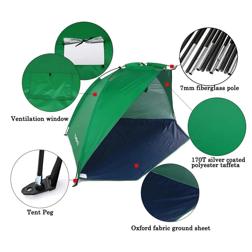 2 Persons Outdoor Beach Tents Shelters Shade UV Protection GlowCart