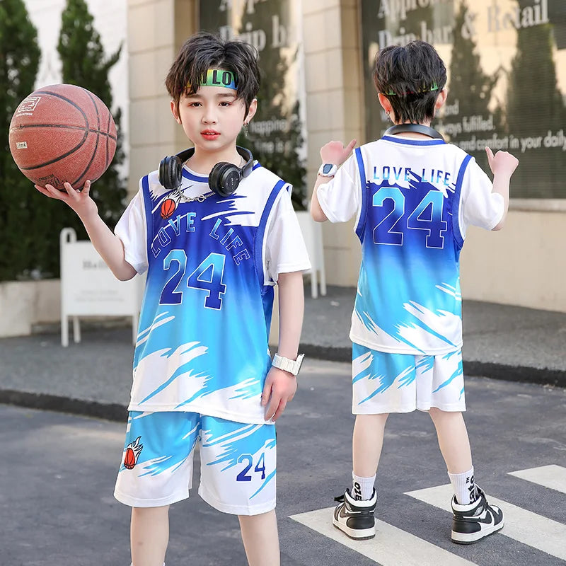 Children Basketball Jersey Boy and Girls Quick-drying comfortable Shirt Sportswear Tracksuit Kid fashion Training Sport Uniforms GlowCart