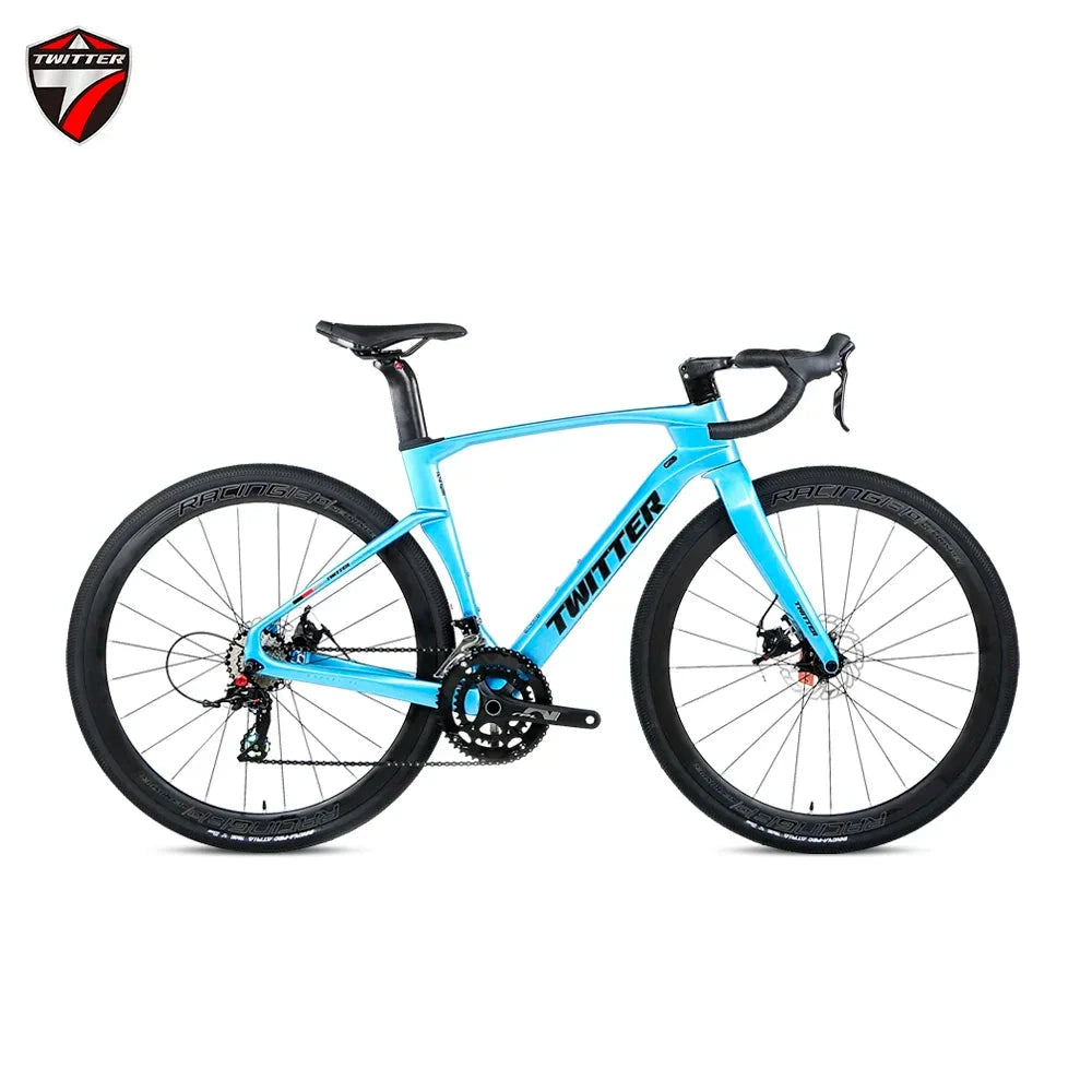 TWITTER Holographic color Gravel V3 RS-24Speed Off-road grade T900 carbon fiber bycicle 700*40C hydraulic disc brake gravel bike GlowCart