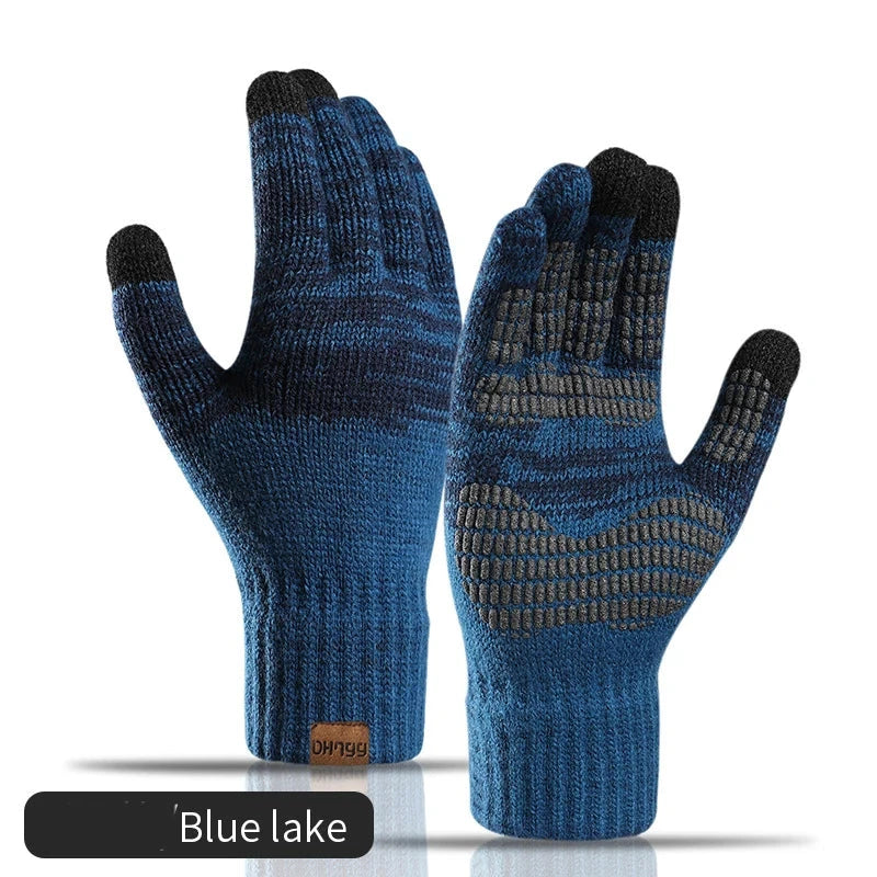 Winter Gloves for Men Knitted Large Size Warm Gloves Cycling Male Office Fleece Non-slip Touch Screen Acrylic Soft Thick Gloves GlowCart