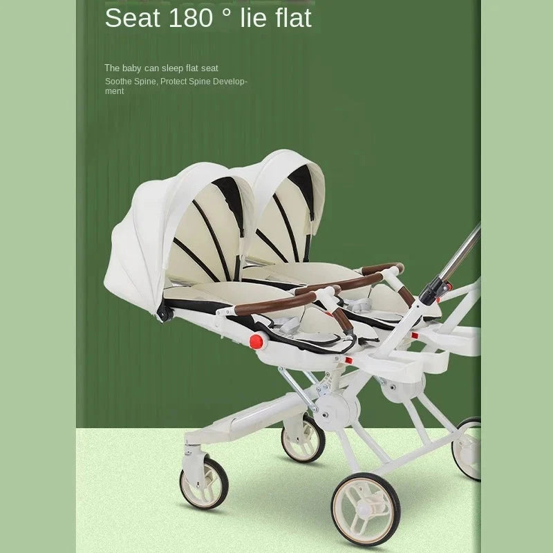 Baby Stroller Twins Slipping Baby God Infant Double Can Lie Flat and Sit Lightweight Carrying Folding Two-way Baby Pushchair GlowCart