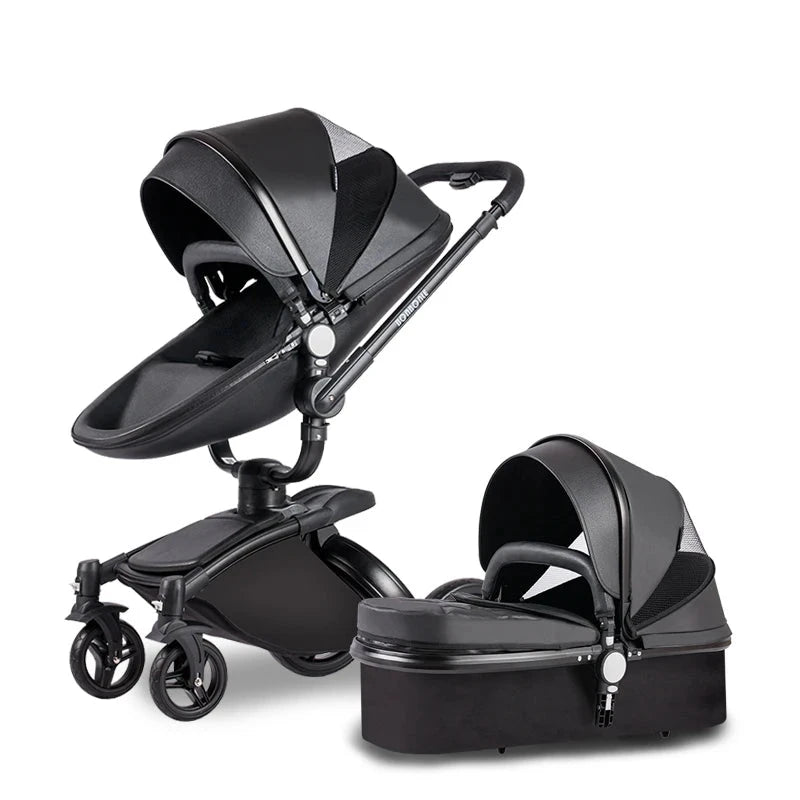 New High Quality baby stoller 3 /2 in 1 Baby Pram High Landscape Fold PU leather kinderwagen baby Carriage car Newborn pushchair GlowCart