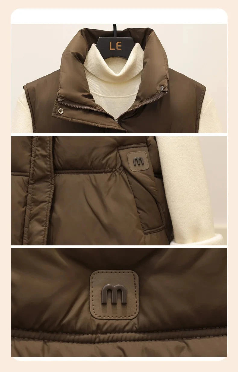 Cropped Puffer Vest Women Lightweight Quilted Bodywarmer GlowCart