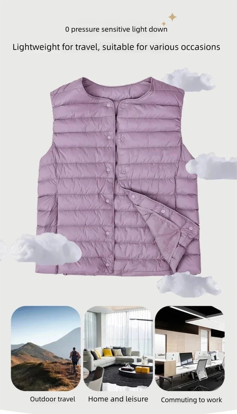 Women's Slim Fit Sleeveless Vest Ultra Lightweight White GlowCart