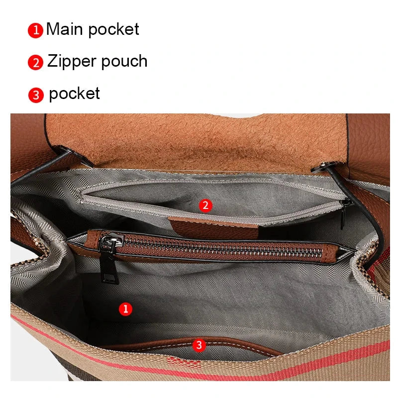 AIDRANI Canvas and cowhide patchwork college style pattern GlowCart