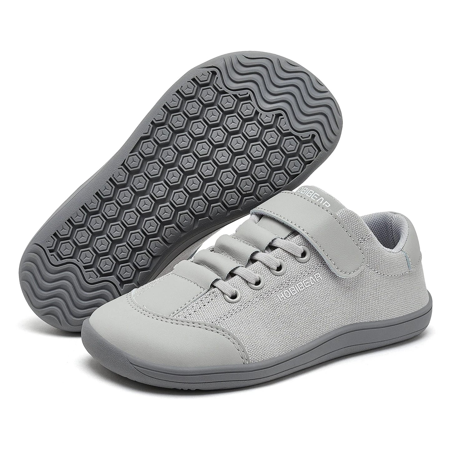 HOBIBEAR Boys Girls Barefoot Shoes Kids Wide Toe Minimalist Sneakers Lightweight Hook Loop Artificial Leather Fabric Shoes GlowCart