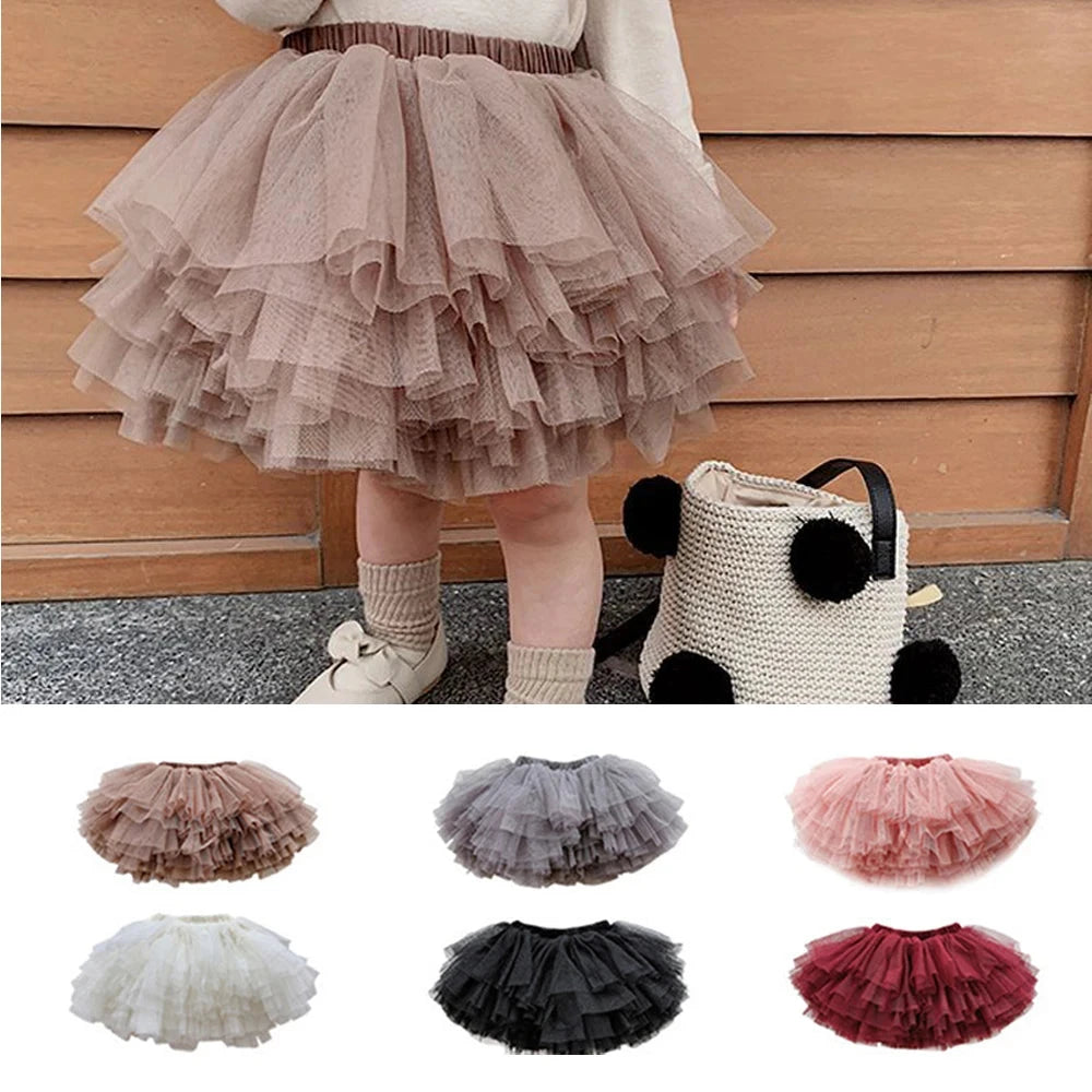 Little Girls Tutu Skirts Black Fluffy Toddler Tulle Princess Ball Gown Pettiskirt Ballet Dance Kids Party/birthday Skirt 1-7T GlowCart